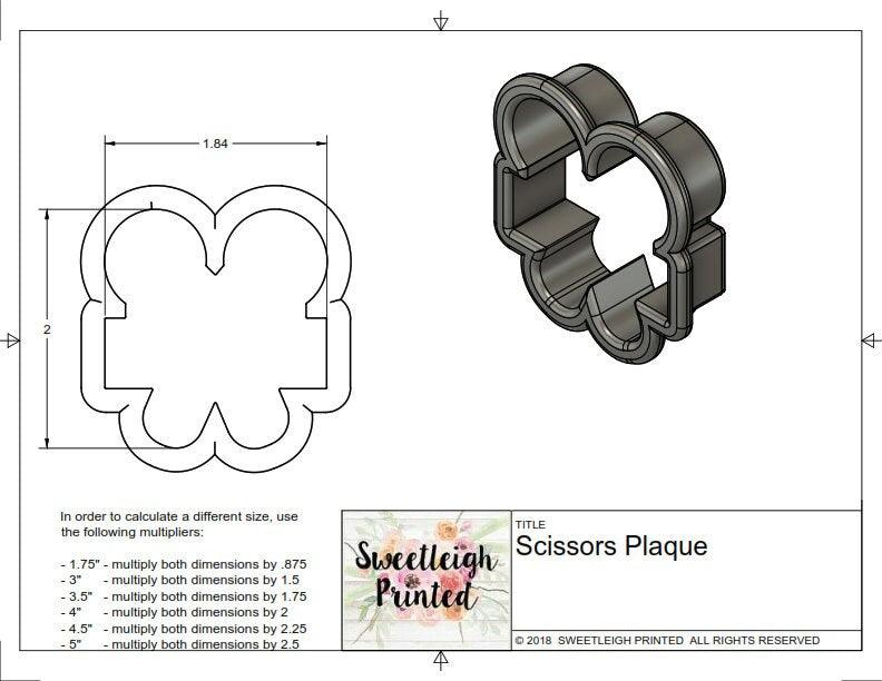 Scissors Plaque Cookie Cutter - Sweetleigh 