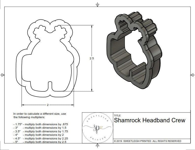 Shamrock Headband Crew Cookie Cutter - Sweetleigh 