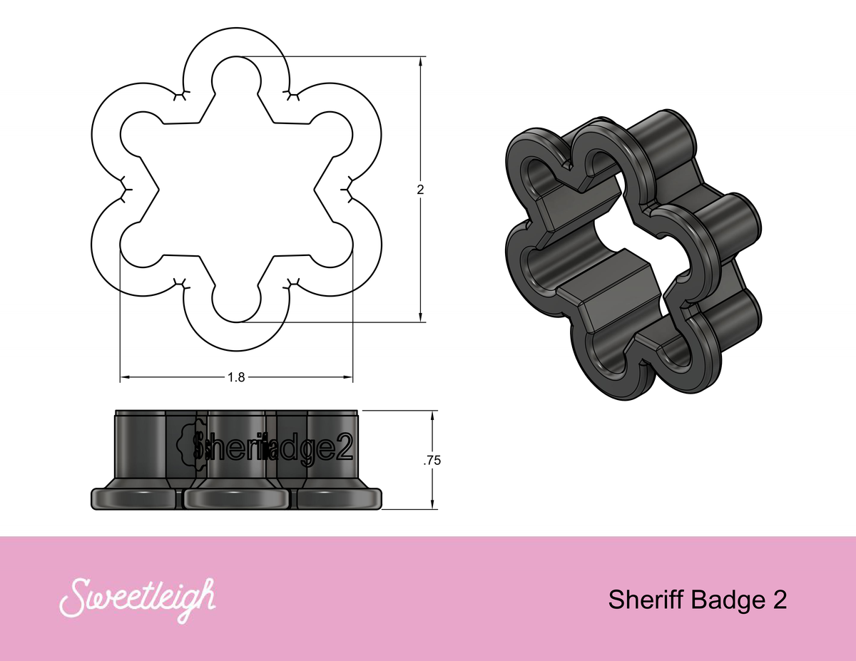 Sheriff Badge 2 Cookie Cutter