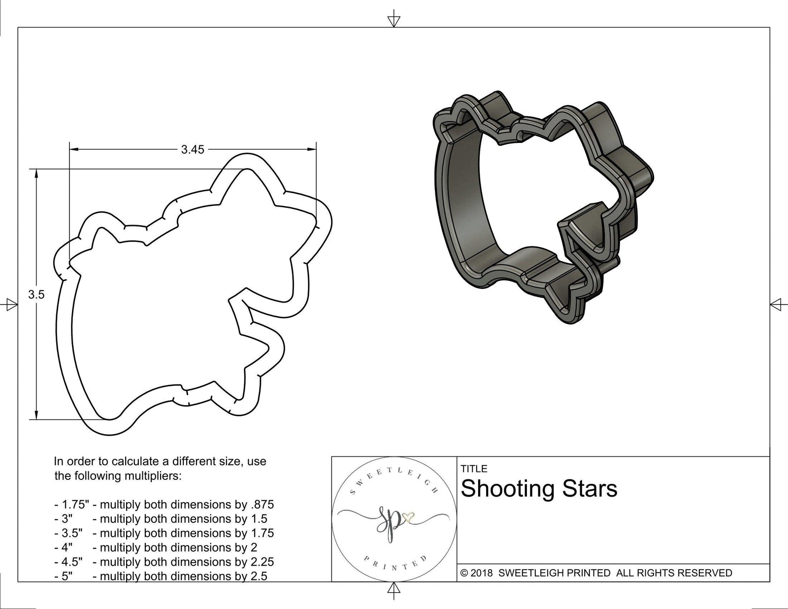 Shooting Stars Cookie Cutter - Sweetleigh 