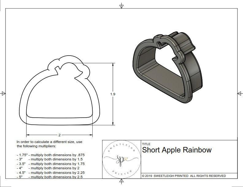 Short Apple Rainbow Cookie Cutter - Sweetleigh 