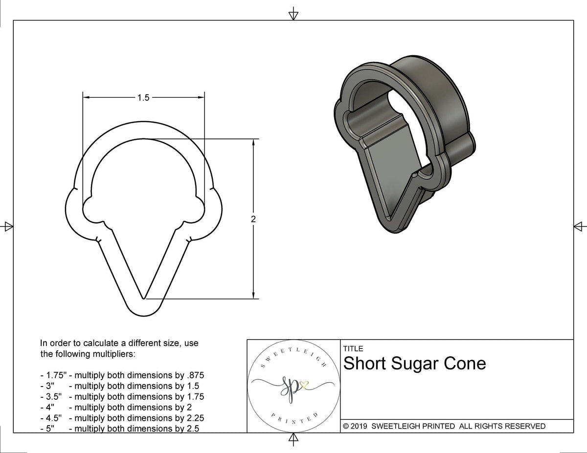 Short Sugar Cone Cookie Cutter - Sweetleigh 