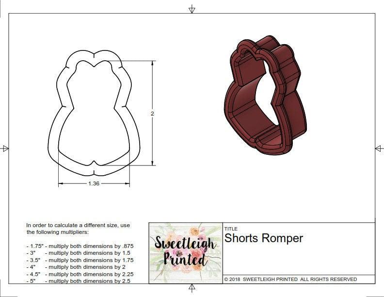Shorts Romper Cookie Cutter - Sweetleigh 