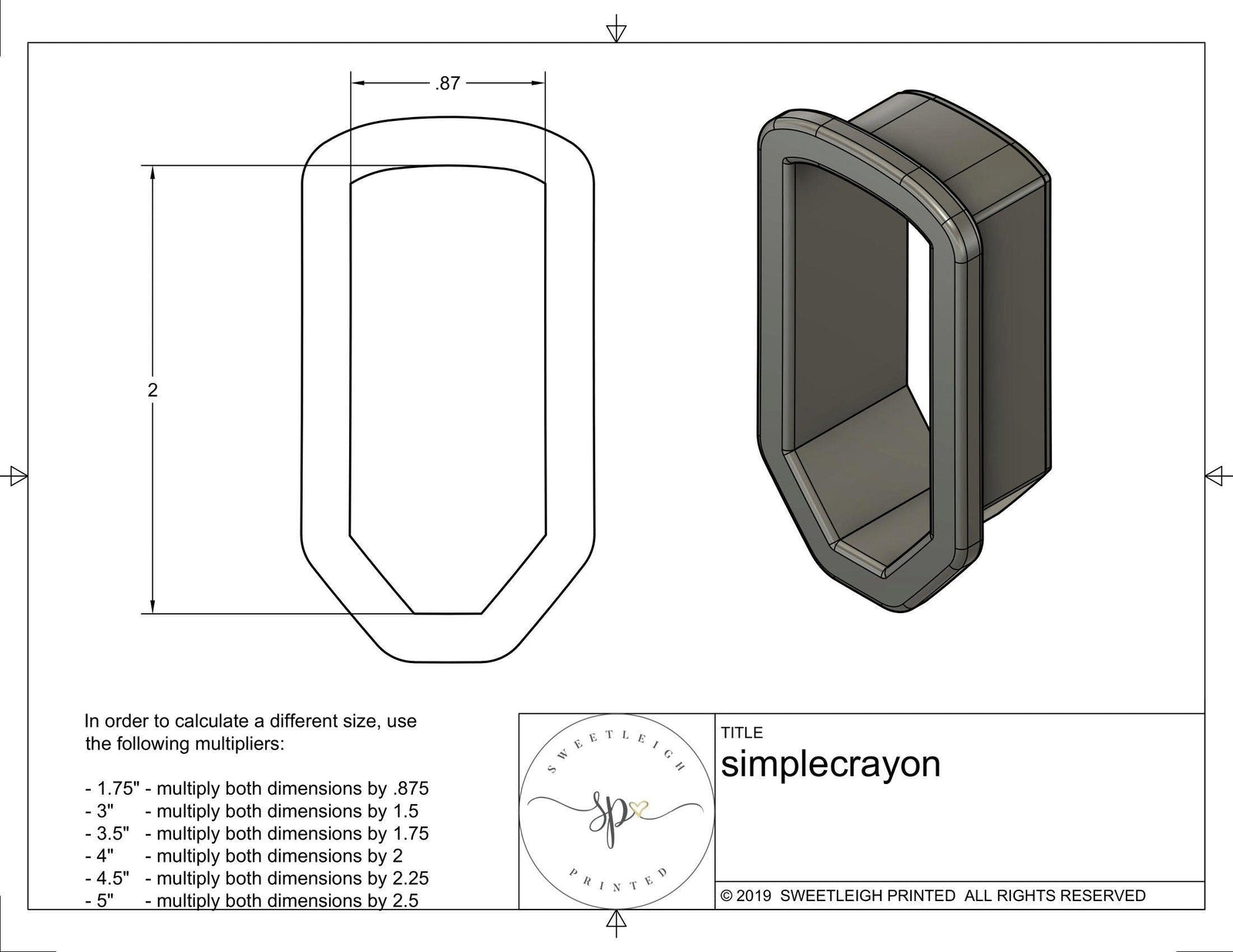 Simple Crayon Cookie Cutter - Sweetleigh 