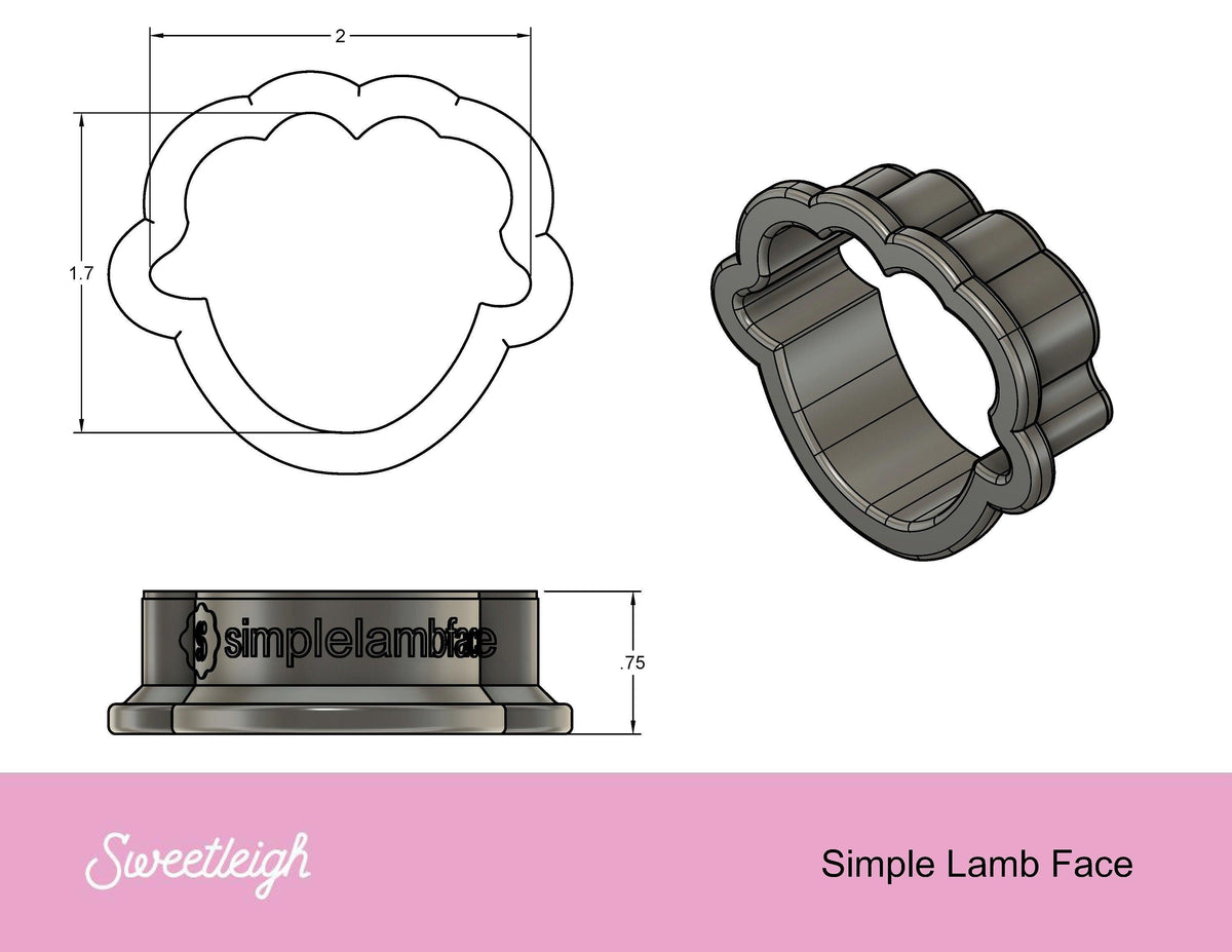Simple Lamb Face Cookie Cutter - Sweetleigh 
