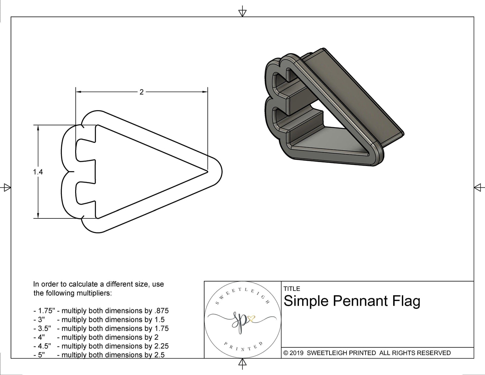 Simple Pennant Cookie Cutter - Sweetleigh 