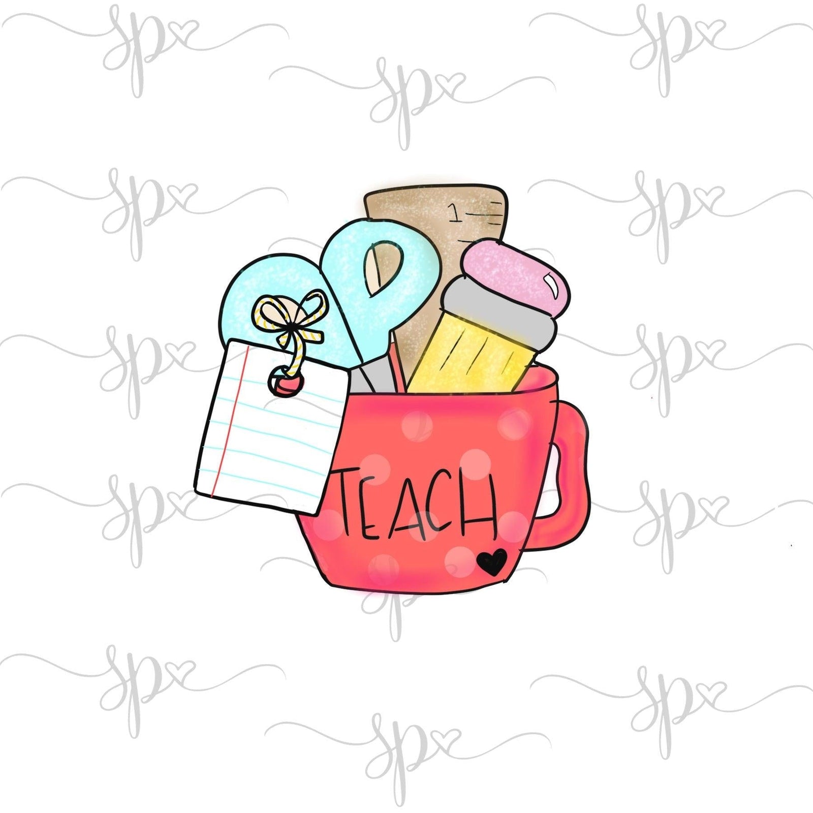 Simple School Mug with Tag Cookie Cutter - Sweetleigh 