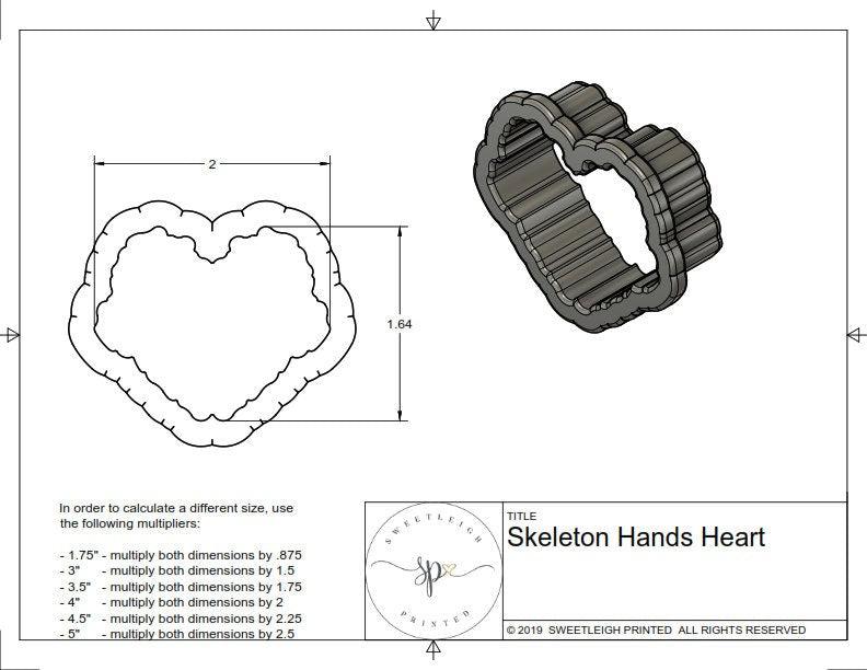 Skeleton Hands Heart Cookie Cutter - Sweetleigh 