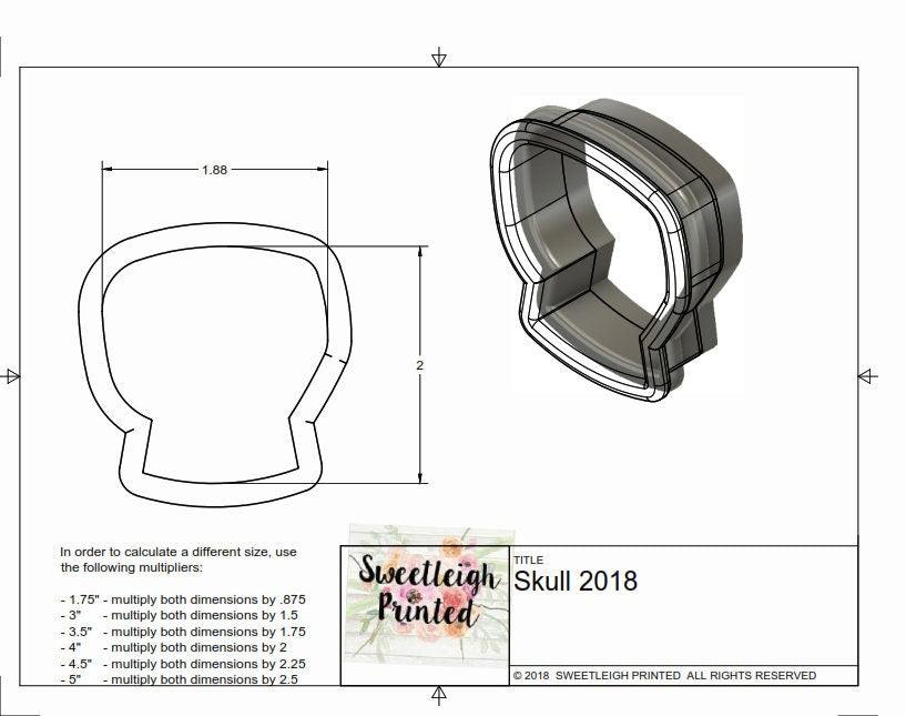 Skull 2018 Cookie Cutter - Sweetleigh 