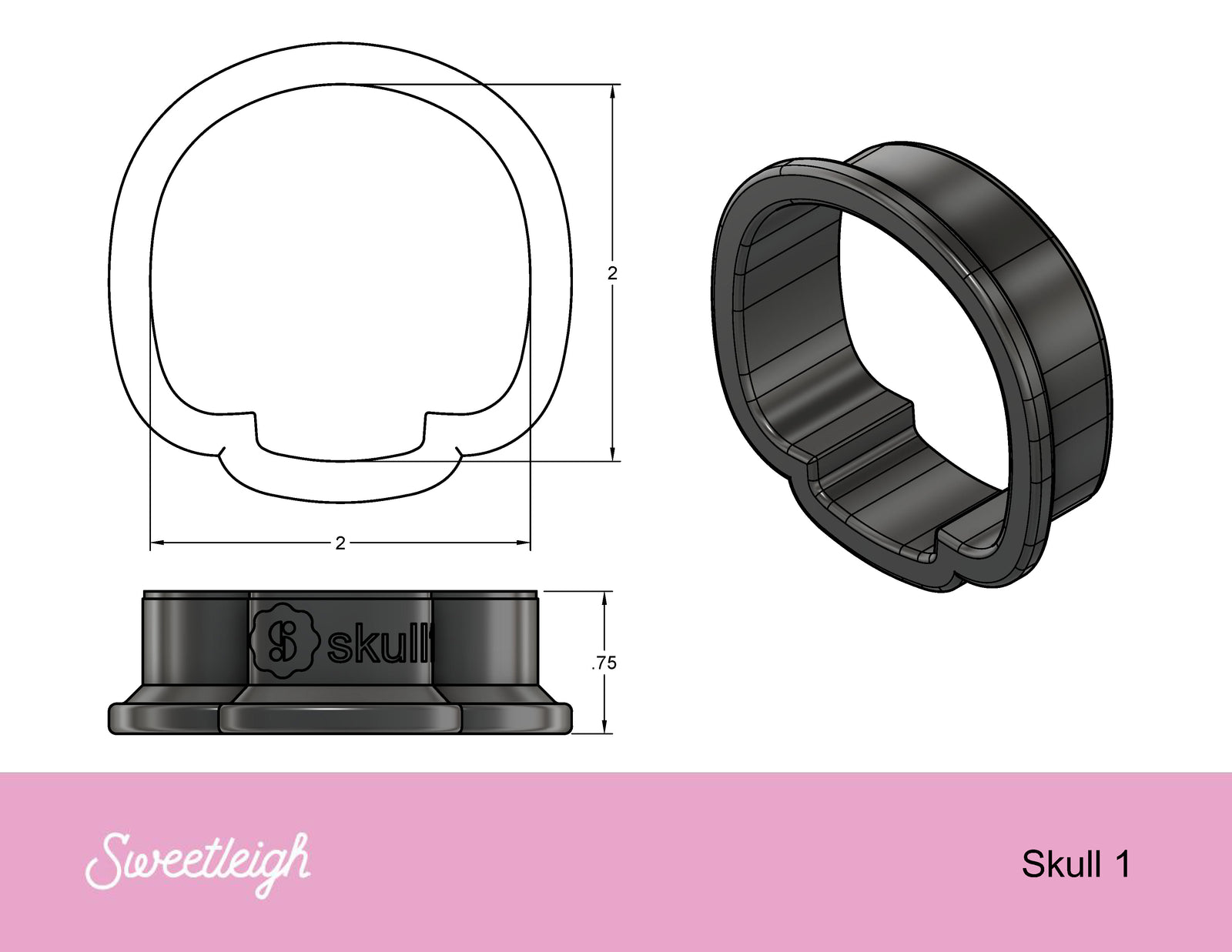 Skull 1 Cookie Cutter - Sweetleigh 