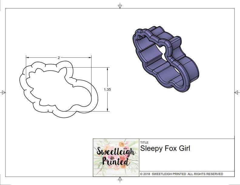Sleepy Fox with Bow Cookie Cutter - Sweetleigh 