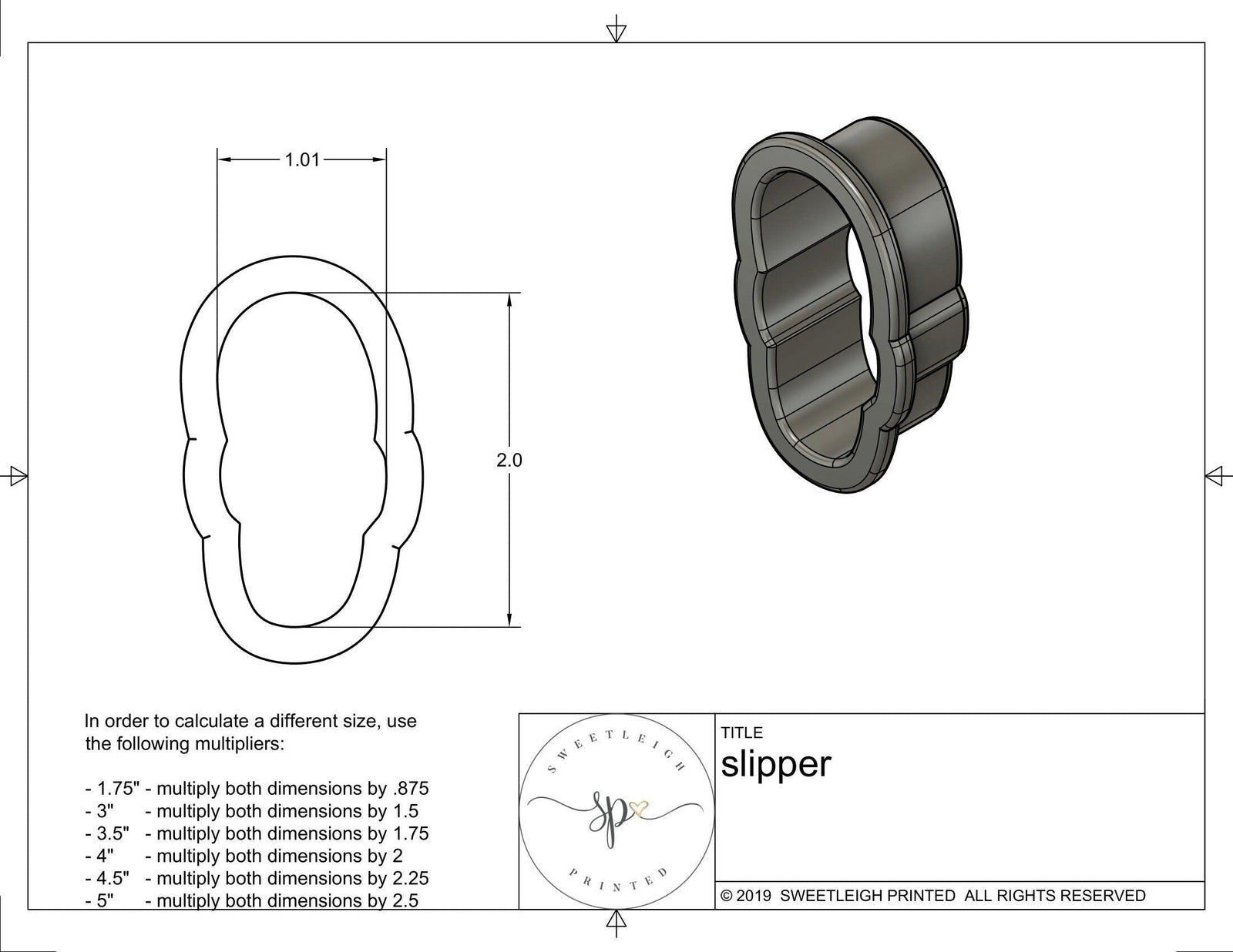 Slipper Cookie Cutter - Sweetleigh 