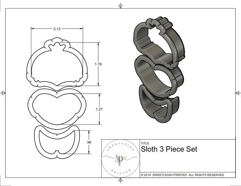 Sloth 3 Piece Set Cookie Cutters - Sweetleigh 