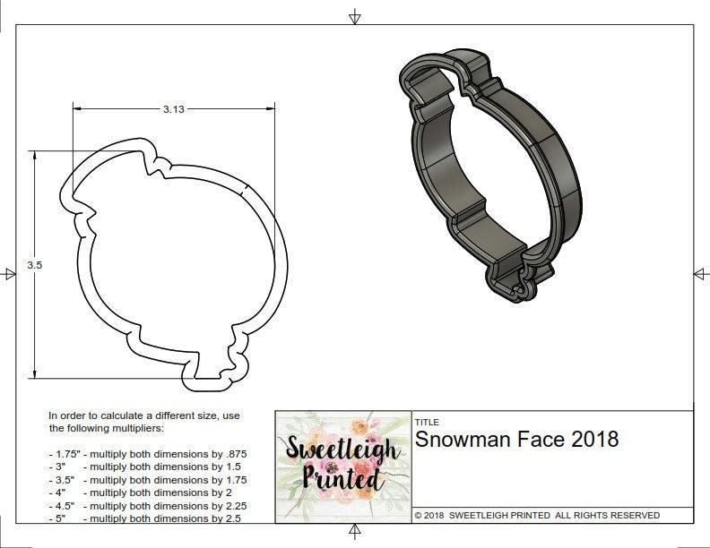 Snowman Face 2018 Cookie Cutter - Sweetleigh 