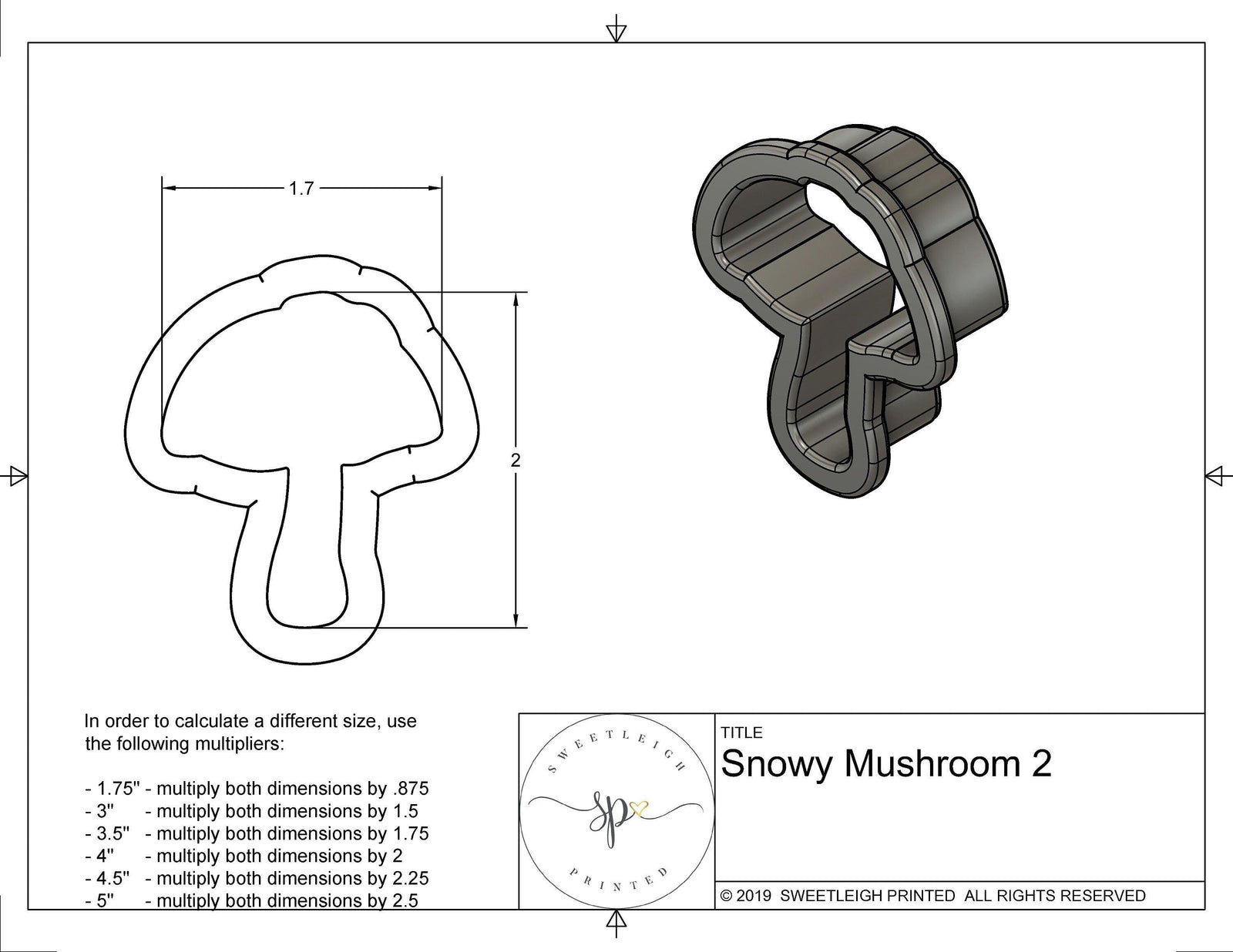 Snowy Mushroom 2 Cookie Cutter - Sweetleigh 