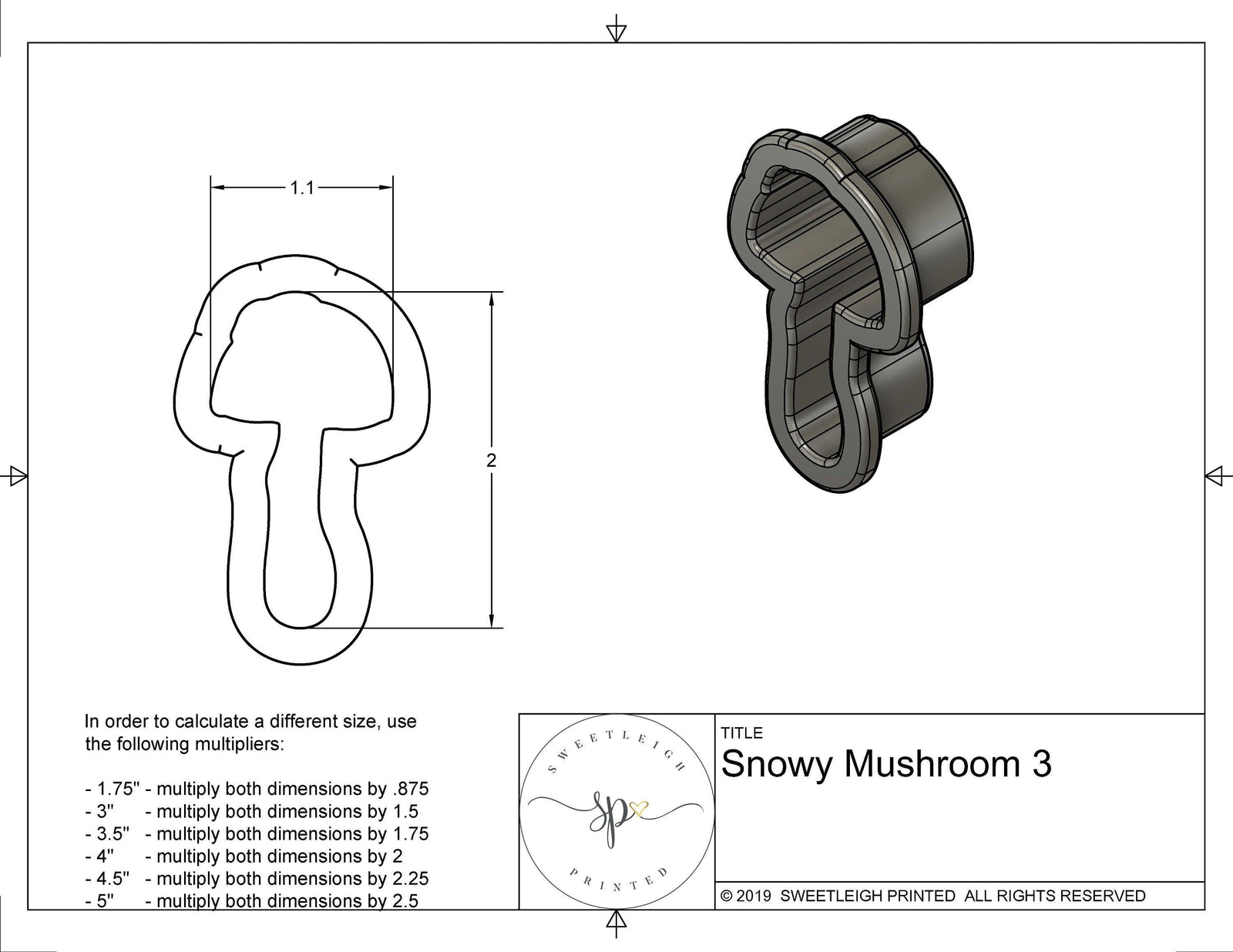 Snowy Mushroom 3 Cookie Cutter - Sweetleigh 