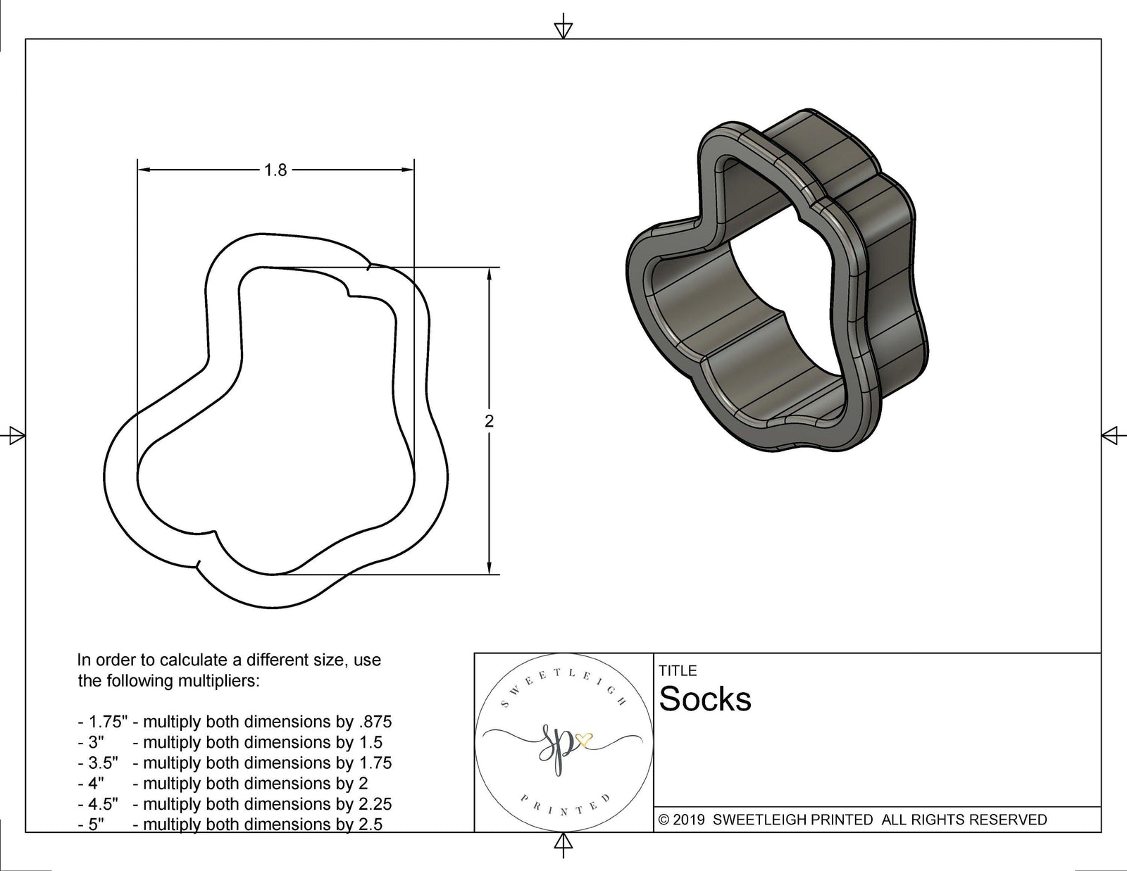 Socks Cookie Cutter - Sweetleigh 