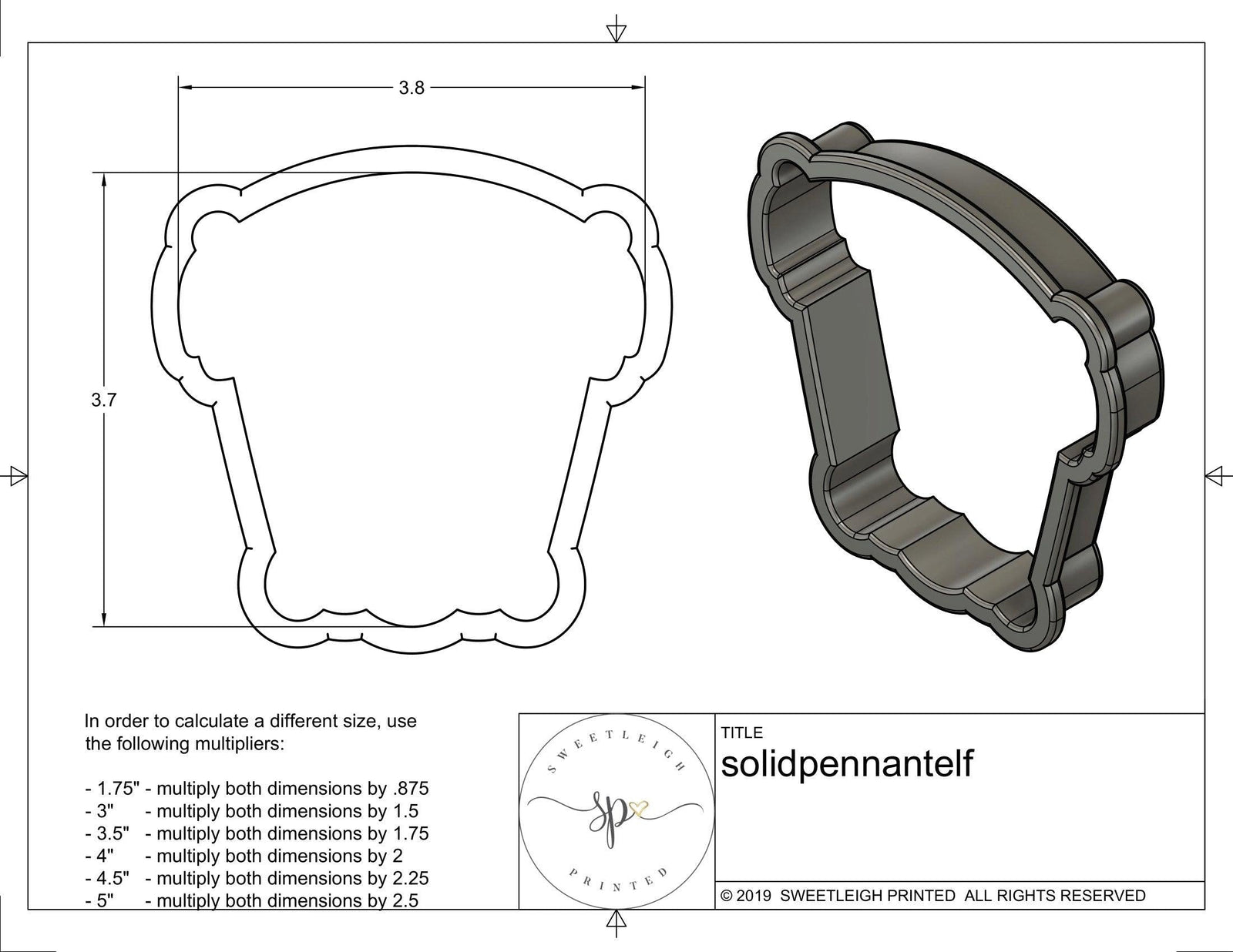 Solid Pennant Elf Cookie Cutter - Sweetleigh 