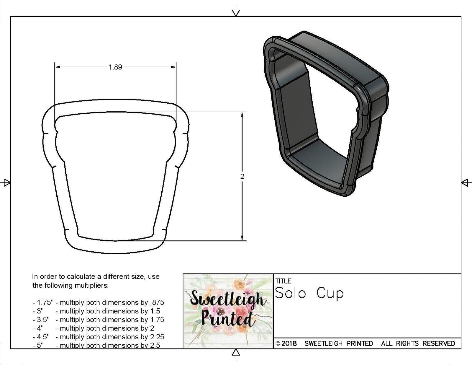 Solo Cup Cookie Cutter - Sweetleigh 