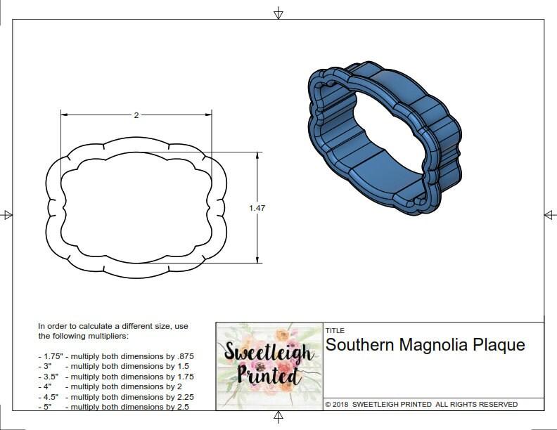 Southern Magnolia Plaque Cookie Cutter - Sweetleigh 