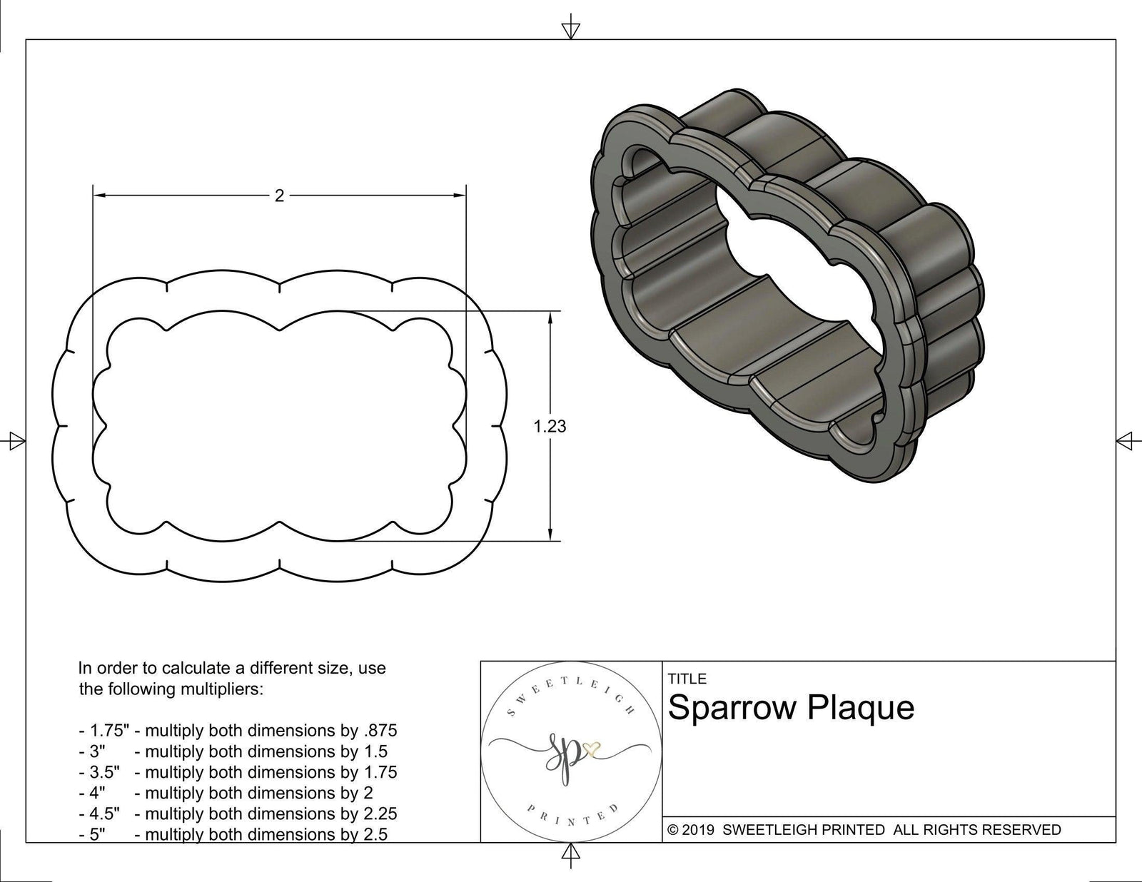 Sparrow Plaque Cookie Cutter - Sweetleigh 