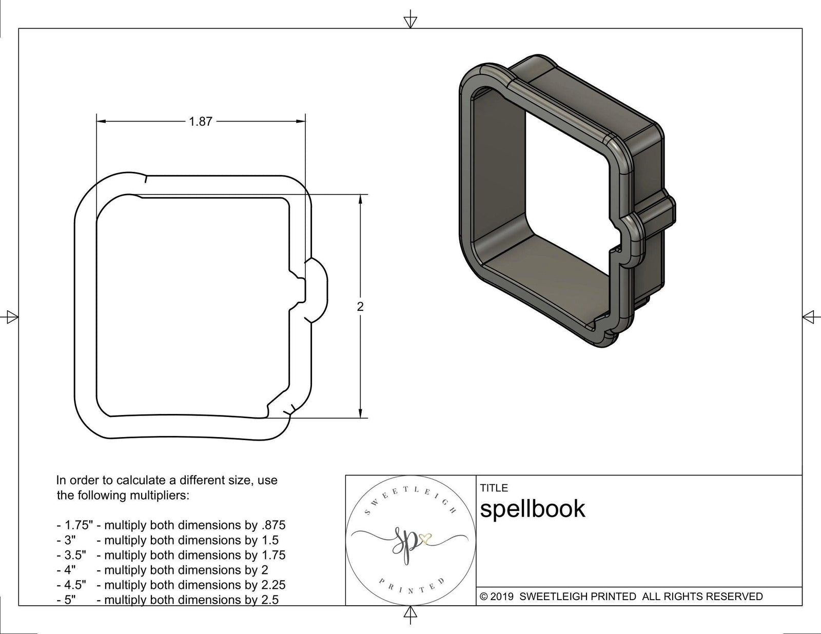 Spell Book Cookie Cutter - Sweetleigh 