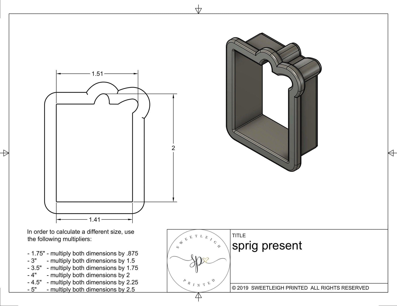 Sprig Present Cookie Cutter - Sweetleigh 