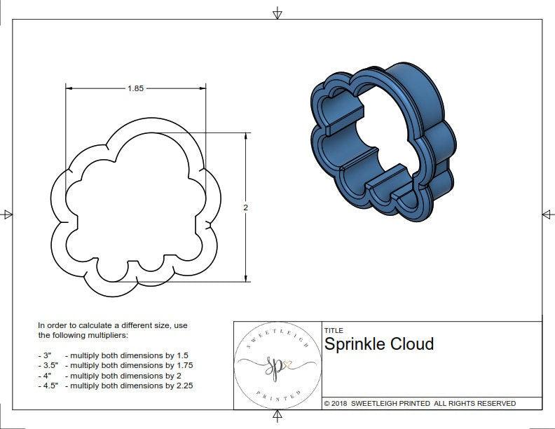 Sprinkle Cloud With or Without Moon &amp; Star Cookie Cutter - Sweetleigh 