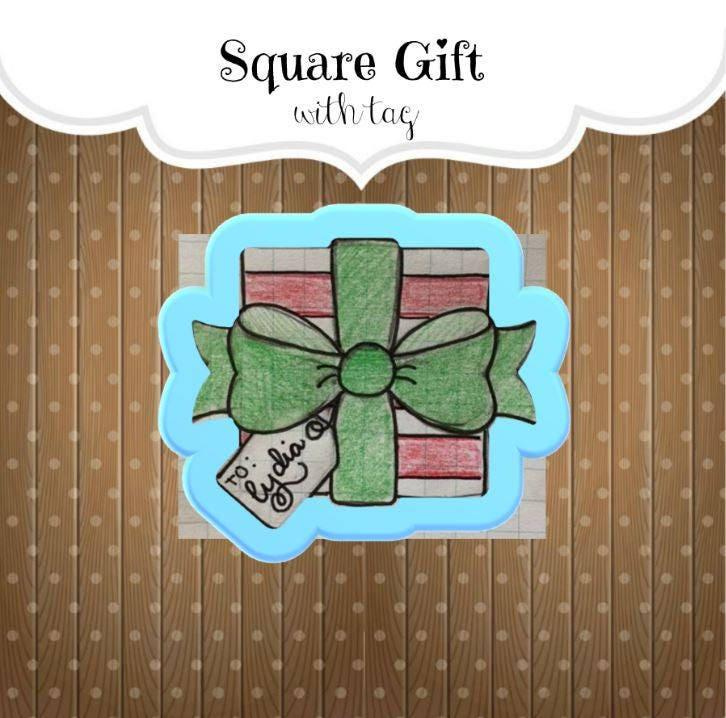 Square Gift with Tag Cookie Cutter - Sweetleigh 