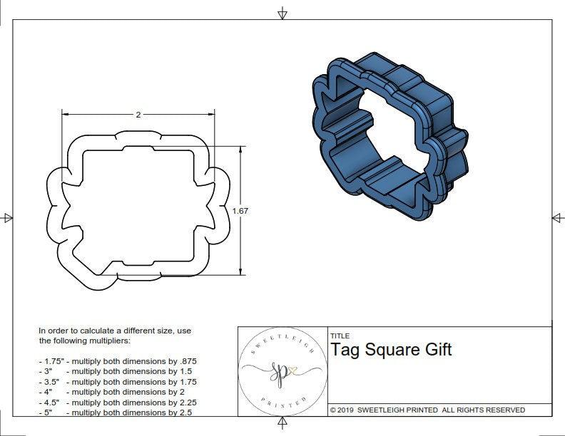 Square Gift with Tag Cookie Cutter - Sweetleigh 