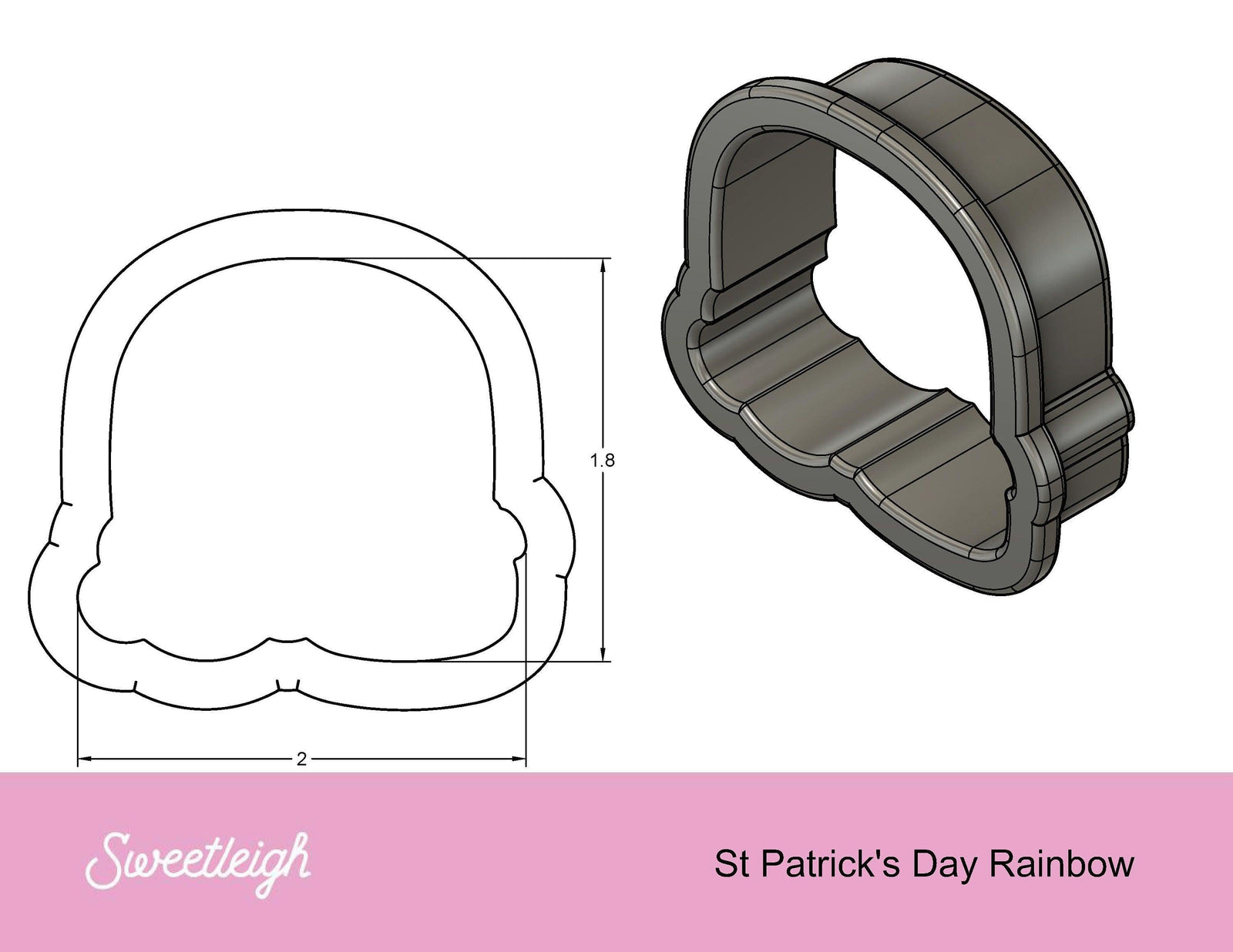 St. Patrick's Day Rainbow Cookie Cutter - Sweetleigh 