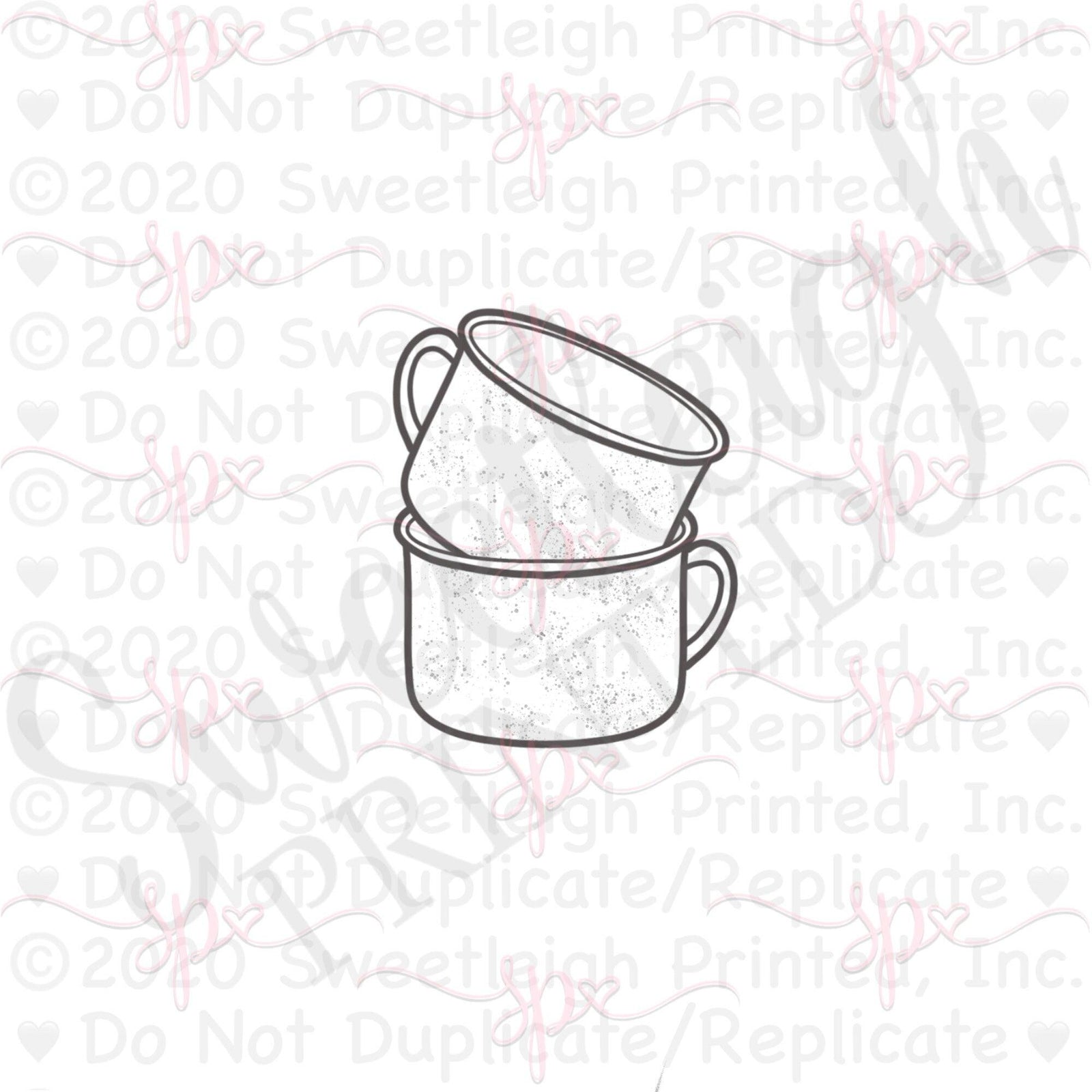 Stacked Camping Mugs Cookie Cutter - Sweetleigh 
