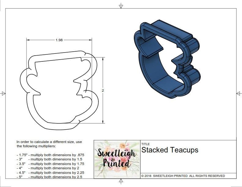 Stacked Teacups Cookie Cutter - Sweetleigh 