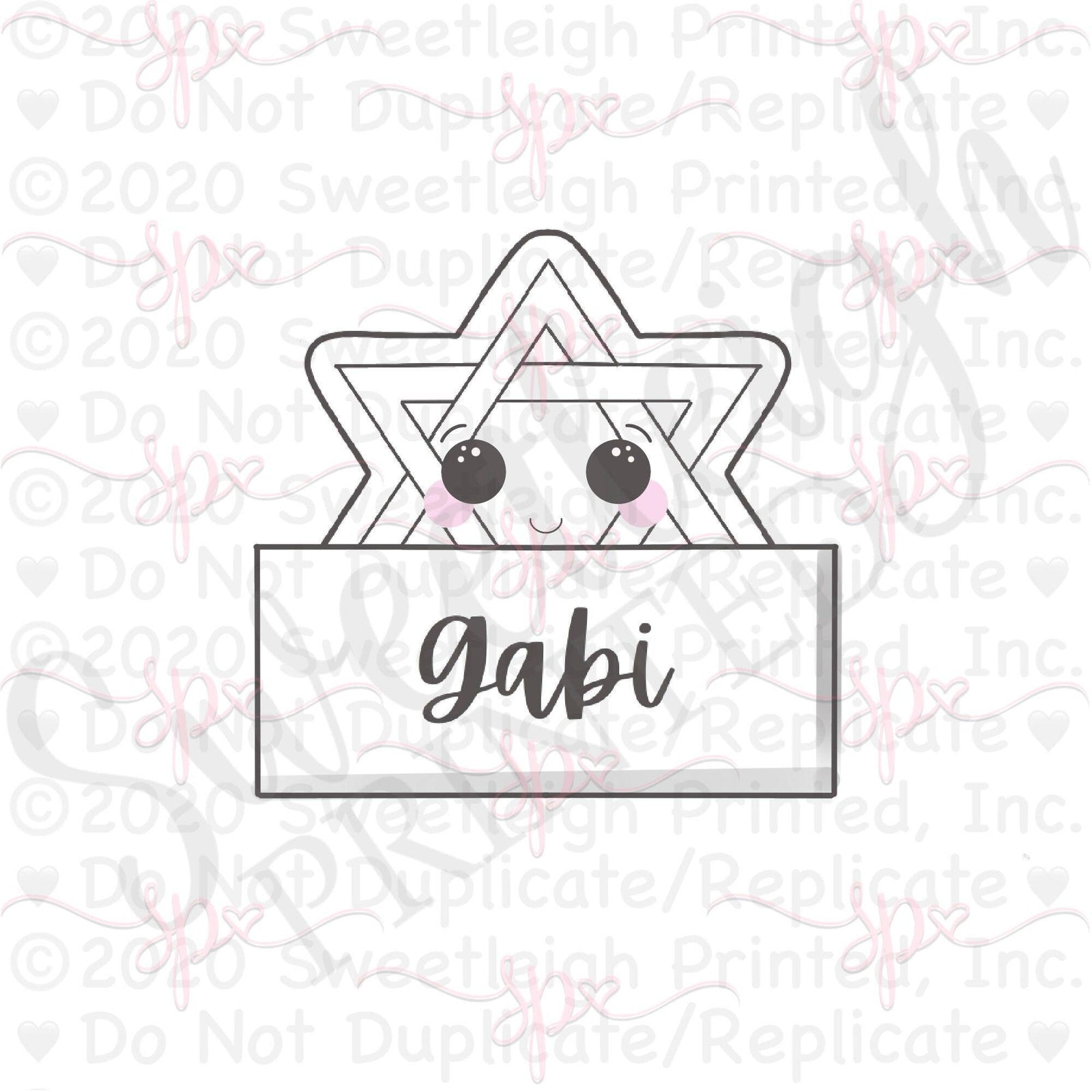 Star of David Plaque Cookie Cutter - Sweetleigh 