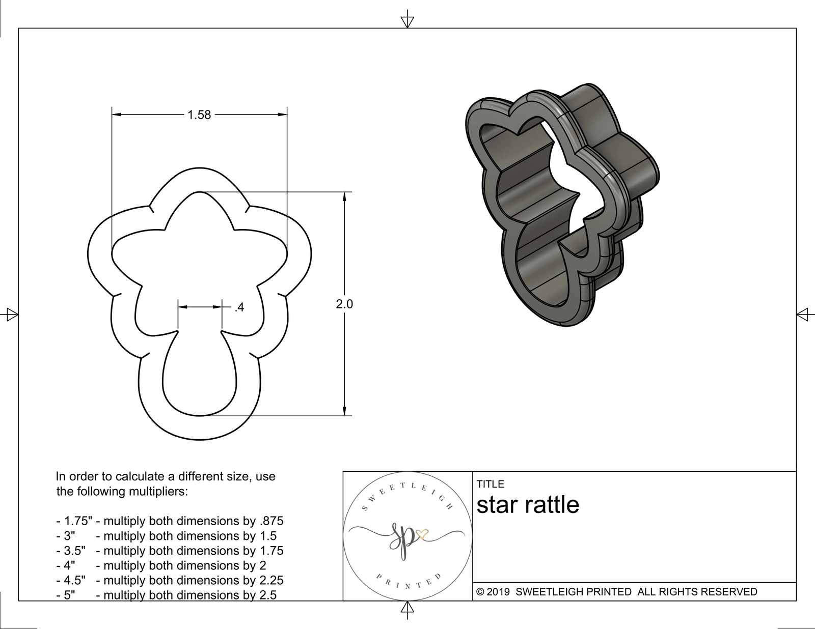 Star Rattle Cookie Cutter - Sweetleigh 