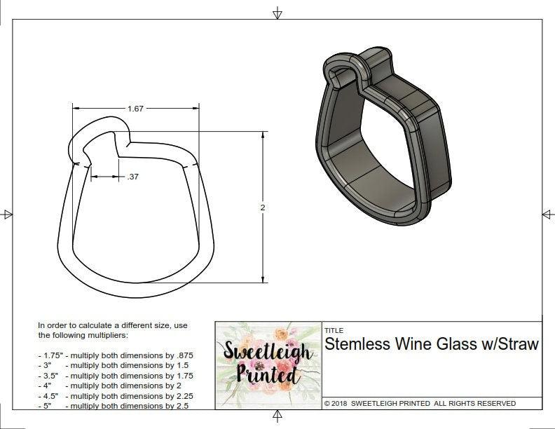 Stemless Wine Glass with Straw Cookie Cutter - Sweetleigh 