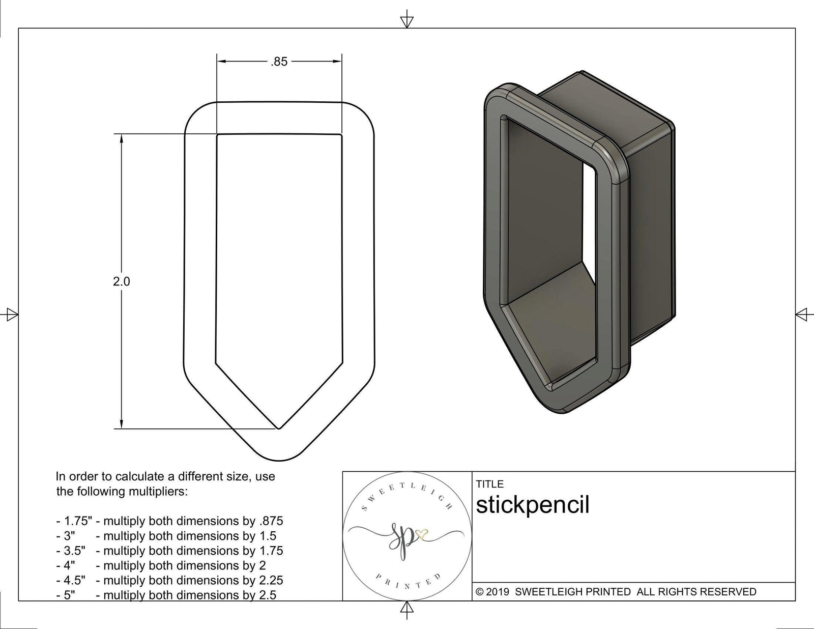 Stick Pencil Cookie Cutter - Sweetleigh 