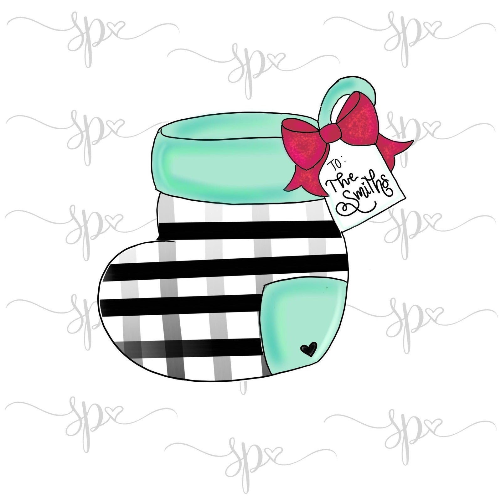 Stocking with Bow and Tag Cookie Cutter - Sweetleigh 