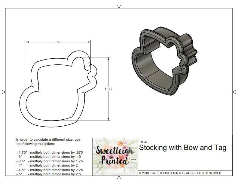 Stocking with Bow and Tag Cookie Cutter - Sweetleigh 
