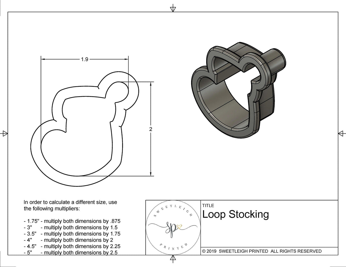 Stocking with Loop Cookie Cutter - Sweetleigh 