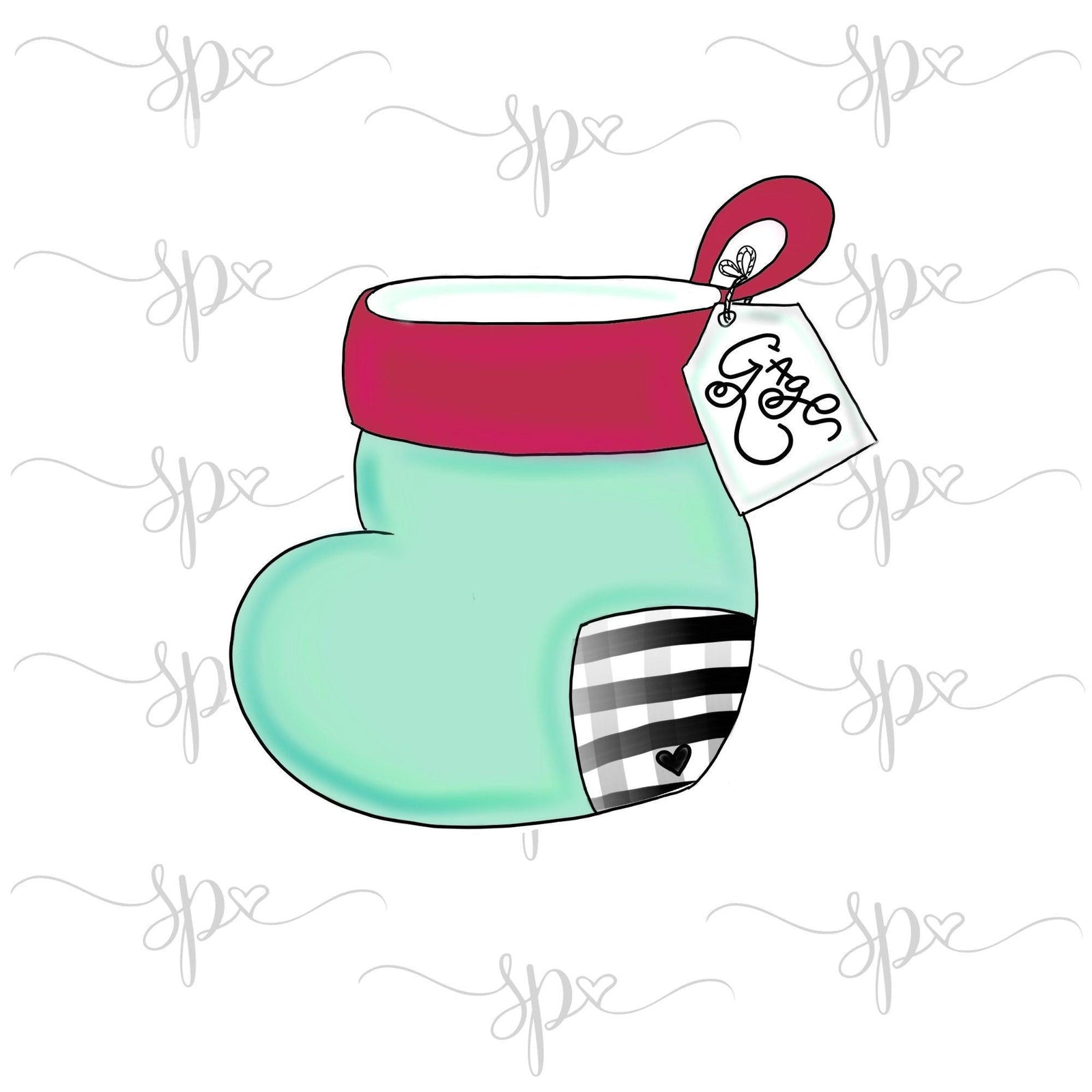 Stocking with Tag Cookie Cutter - Sweetleigh 