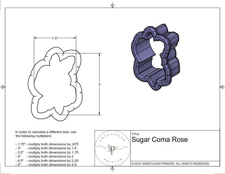 Sugar Coma Rose Cookie Cutter - Sweetleigh 