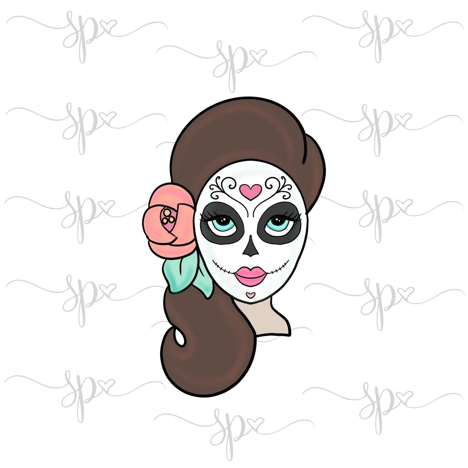 Sugar Skull Girl Face Cookie Cutter - Sweetleigh 