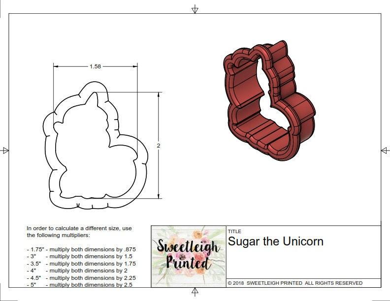 Sugar the Unicorn Cookie Cutter - Sweetleigh 