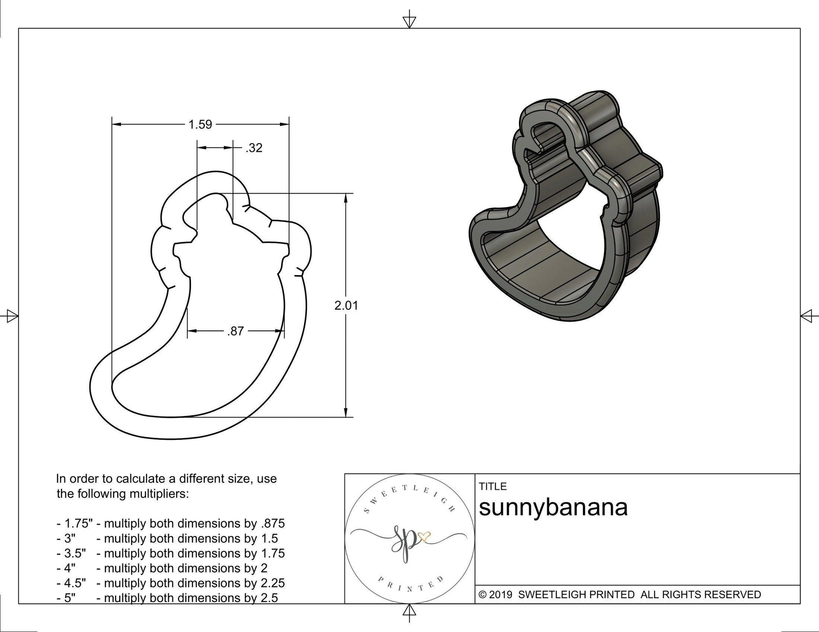 Sunny Banana Cookie Cutter - Sweetleigh 