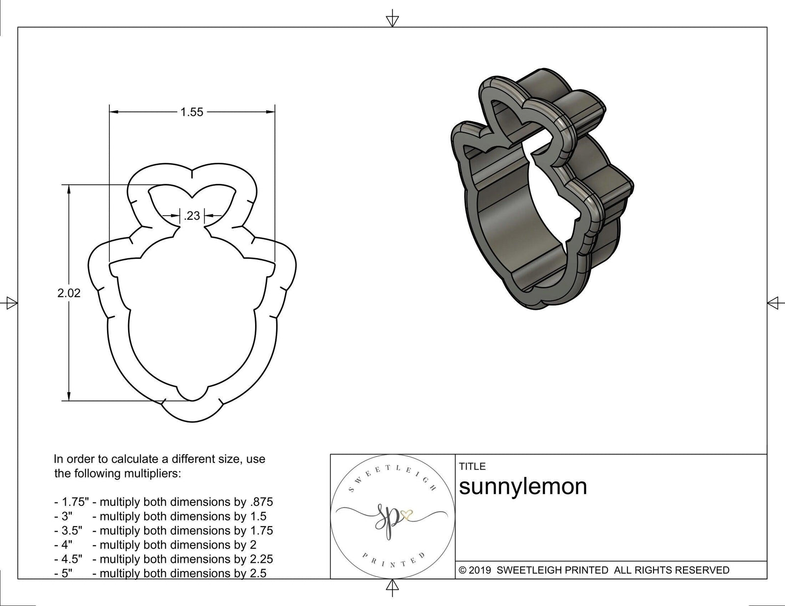 Sunny Lemon Cookie Cutter - Sweetleigh 