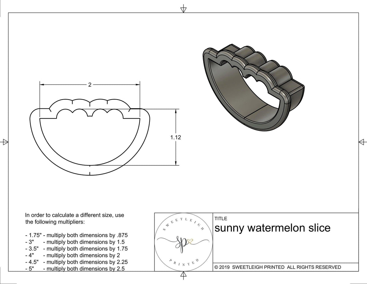 Sunny Watermelon Slice Cookie Cutter - Sweetleigh 