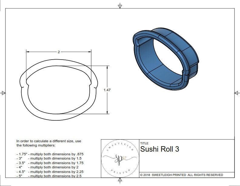 Sushi Roll 3 Cookie Cutter - Sweetleigh 