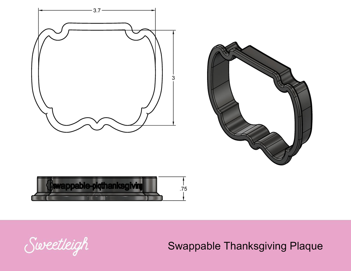 Sweetleigh Swappable Thanksgiving Plaque Base Cookie Cutter