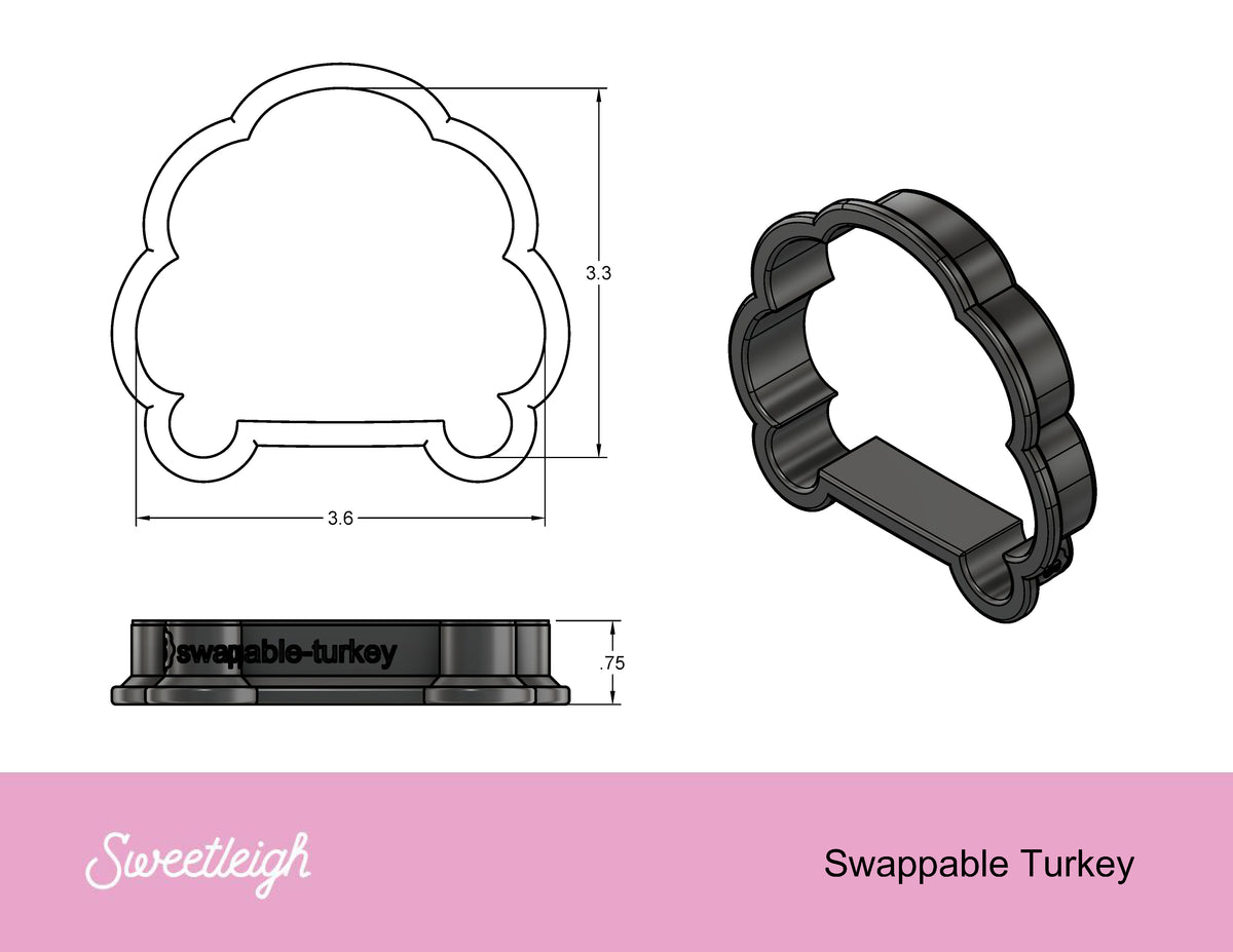 Sweetleigh Swappable Turkey Cookie Cutter